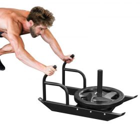   VEVOR Súlyzószánkó, acél erőszánkó, fitnesz erőnléti edzőszánkó atlétikai edzés sebességének javításához, edzőfitnesz felszerelés fogantyúval, kompatibilis 25/51 mm-es súlytárcsákkal, fekete