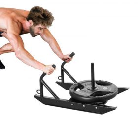   VEVOR Súlyzós Húzószánkó, Fitnesz Erősebesség Edzőszánkó Fogantyúval, Acél Erős Szánkó Edzőfelszerelés Sportgyakorlatokhoz és Sebességjavításhoz, 1" és 2" súlytárcsához, Fekete