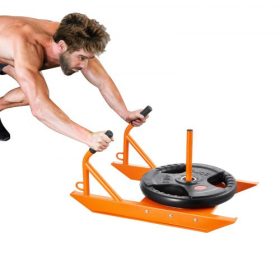   VEVOR Súlyzós Húzószánkó, Fitnesz Erősebesség Edzőszánkó Fogantyúval, Acél Erős Szánkó Edzőfelszerelés Sportgyakorlatokhoz és Sebességjavításhoz, 1" és 2" súlytárcsához, Narancssárga