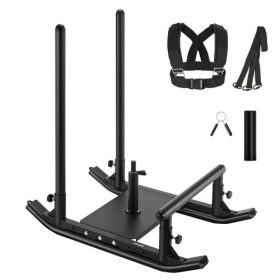   VEVOR Súlyzószánkó, acél erőszánkó, fitnesz erőnléti edzőszánkó atlétikai edzés sebességének javításához, edzőfitnesz felszerelés fogantyúval, kompatibilis 25/51 mm-es súlytárcsákkal, fekete