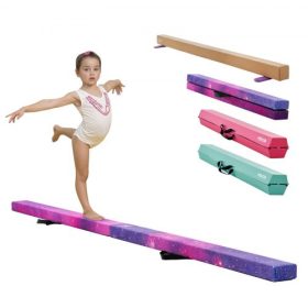   VEVOR 8FT összecsukható egyensúlygerenda gyerekeknek, 136,1 kg-os stabil tartó gimnasztikai padlógerenda csúszásgátló szőnyeggel, fa magos gimnasztikai edzőfelszerelés csúszásgátló aljjal és hordtáskával otthoni edzőterembe, Galax