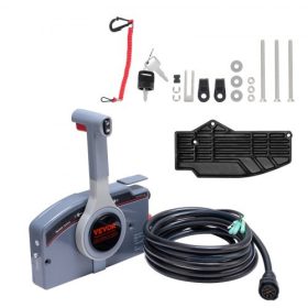   VEVOR hajó gázkar vezérlő, 703-48205-16 oldalra szerelt külső motor távirányító doboz Yamaha 4 ütemű motorokhoz, hajó gázkar vezérlő doboz Power Trim kapcsolóval, 16,6 láb hosszú 10 tűs kábelköteggel és zsinórral