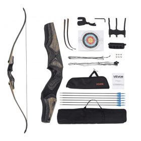   VEVOR reflex íj és nyíl készlet, 60 hüvelykes fa leszedhető íjak, jobbkezes ergonomikus reflex íj szett, hosszú íj kültéri célpontlövészethez, gyakorláshoz és vadászathoz, kezdőtől haladóig, 30 font