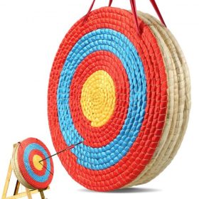   VEVOR íjászcél, 5 rétegű, 51 cm-es nyílcél, hagyományos, tömör szalmaszálból készült kerek íjászcél, kézzel készített nyílcél, színes kötélcél a kerti kültéri vadászati ​​gyakorláshoz