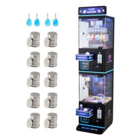   VEVOR karmos daru gép, közepes méretű arcade játékgép karmos + markolóval, kétrétegű, fénnyel és hanggal, játék cukorka markolóval, nyereményadagoló árusító játék, kereskedelmi házimozihoz, fekete-lila