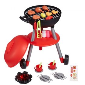   VEVOR 28 db-os BBQ grillsütő játékkészlet, gyerekjátékok, konyhai játékkészlet hanggal és fénnyel, kis szakács játék, interaktív grillsütő játék, ételfőző játékkészlet, grillsütő játék kisgyermekeknek, fiúknak, lányoknak, 3-5 szül
