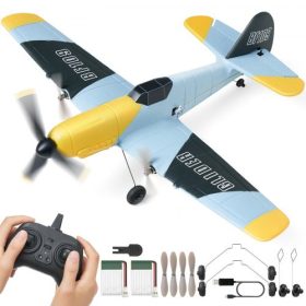   VEVOR RC repülőgép, 2,4 GHz-es 3 csatornás távirányítós repülőgép 6 tengelyes giroszkóppal, repülésre kész vadászrepülőgép játék 2 elemmel, könnyen repülhető RC vitorlázórepülő felnőtteknek, kezdőknek, fiúknak