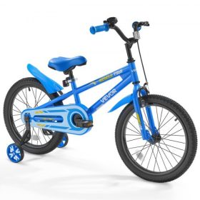   VEVOR gyerekkerékpár, 45,72 cm-es BMX stílusú gyerekkerékpár, 110 cm - 140 cm-es magasság, pótkerekekkel, masszív és könnyen összeszerelhető, fiúknak és lányoknak szóló, kerékpározást tanulóknak, kék
