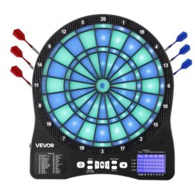   VEVOR elektronikus darts tábla, LED-es megvilágítású célpontos darts tábla 48 játékkal és több mint 500 variációval, 6 db tollal és 50 puha hegygel, krikett pontozó LCD kijelző - akár 8 játékost támogat