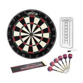   VEVOR darts tábla 6 darts-szal és pontozókészlettel, öngyógyító szizál szálakból készült darts tábla tűzőgép nélküli telitalálattal és forgó számgyűrűvel, 451 mm-es professzionális acél hegyű darts táblakészlet otthoni partijáték-