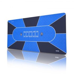   VEVOR pókerasztallap, 70 x 35 hüvelykes pókerszőnyeg asztalhoz, 6-8 játékos számára összecsukható pókerasztallap hordtáskával, összecsukható pókerasztallap pókerjátékokhoz, pókerterem, téglalap alakú, kék