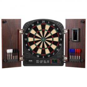  VEVOR darts tábla és szekrénykészlet, játékra kész darts tábla szekrénykészlet, rejtett szekrény elektronikus pontozással, egyszerű összeszerelés, minden tartozékkal együtt, tökéletes krikettjátékokhoz