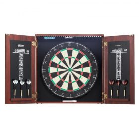   VEVOR darts tábla és szekrény készlet, játékra kész csomag, hivatalos méretű darts tábla szekrény, acél hegyű, elrejthető darts szekrény, LED világítással, egyszerű összeszerelés, minden tartozékkal együtt, krikett játékhoz