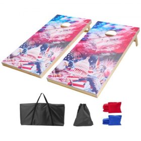   VEVOR kukoricalyuk készlet, 4x2 lábas kukoricalyuk játéktáblák, tömörfa hordozható dobótábla, beltéri és kültéri kukoricalyuk játék felnőtteknek, 8 babzsákkal és hordtáskával, udvarra, hátsó udvarra, strandra, kempingezéshez