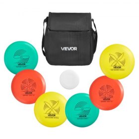   VEVOR Disc Golf készlet, 6 db-os repülő korong kezdőknek, Disc Golf kezdőkészlet, Putterrel, középkategóriás ütővel, driverrel, mini jelölővel, hordozható hátizsákkal, kültéri kertbe, gyepre, strandra és parkba