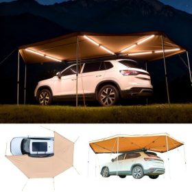   VEVOR 270 fokos napellenző beépített LED-lámpákkal, 10,9 ㎡ vezetőoldali járműnapellenző, vízálló UV50+ autóoldali napellenzők, minden időjárási körülmény között szabadon álló, szárazföldi napellenzők, autós menedék SUV teherautó-k