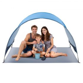   VEVOR strandsátor, napvédő 3 fő részére, UPF 50+ védelem, hordozható napellenző hordtáskával és talajtámákkal, könnyű és könnyen felállítható napernyő kempingezéshez, horgászathoz, kültéri piknikezéshez