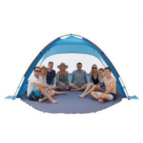   VEVOR strandsátor napvédő 8 fő részére, UPF 50+ védelem, hordozható napellenző hordtáskával és homokzsebekkel, könnyű és könnyen felállítható napernyő kempingezéshez, horgászathoz, kültéri piknikhez