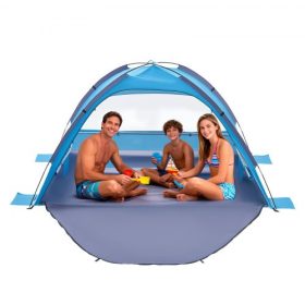   VEVOR strandsátor napvédő 3 fő részére, UPF 50+ védelem, hordozható napellenző hordtáskával és homokzsebekkel, könnyű és könnyen felállítható napernyő kempingezéshez, horgászathoz, kültéri piknikhez