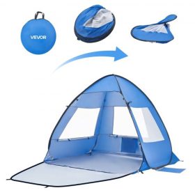   VEVOR strandsátor napvédő 2 fő részére, UPF 50+ védelem, hordozható napellenző hordtáskával és homokzsebekkel, könnyű és könnyen felállítható napernyő kempingezéshez, horgászathoz, kültéri piknikhez