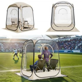   VEVOR felugró sportsátor, 1,27x1,27 m átlátszó buborékos sátor 1 személynek, vízálló kültéri kabin padlószőnyeggel és felső burkolattal, kerti iglu kupolasátrak kempingezéshez rendezvényekre, horgászathoz, szurkoláshoz