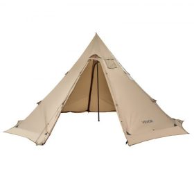   VEVOR meleg sátor 4-6 fő részére, hordozható téli tipi sátor tűzhelycsatlakozóval, vízálló kemping sátrak, könnyű, 4 évszakos menedék sátrak túrázáshoz, horgászathoz, hátizsákos túrázáshoz, L méret