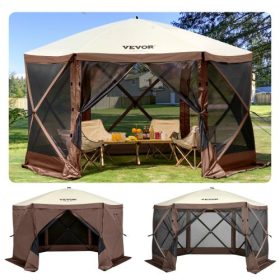   VEVOR Gazebo árnyékoló sátor, 10 x 10 láb, 6 oldalas felugró kempingponyva sátor hálós ablakokkal, hordozható hordtáska, talajcövekek, nagy árnyékoló sátrak kültéri kempingezéshez, gyepre és hátsó udvarba