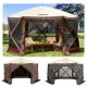 VEVOR Gazebo árnyékoló sátor, 10 x 10 láb, 6 oldalas felugró kempingponyva sátor hálós ablakokkal, hordozható hordtáska, talajcövekek, nagy árnyékoló sátrak kültéri kempingezéshez, gyepre és hátsó udvarba