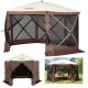 VEVOR Gazebo árnyékoló sátor, 12 x 12 láb, 6 oldalas felugró kempingponyva sátor hálós ablakokkal, hordozható hordtáska, talajcövekek, nagy árnyékoló sátrak kültéri kempingezéshez, gyepre és hátsó udvarba