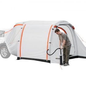   VEVOR felfújható SUV sátor napellenzővel, 2,44 x 2,04 m, 3 évszakos SUV hátsó ajtós sátor szellőzőajtókkal és hálós ablakkal, PU2000mm vízálló autó hátsó ajtós sátrak kültéri kempingezéshez - légpumpával együtt