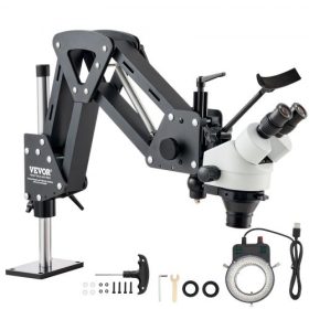   VEVOR többirányú mikroszkóp rugós tartóval, 7X-45X nagyítású ékszermikroszkóp, mikro ékszerbe ágyazott állvány integrált USB gyűrűs LED lámpával, ékszerész mikroszkóp ékszerbe ágyazáshoz