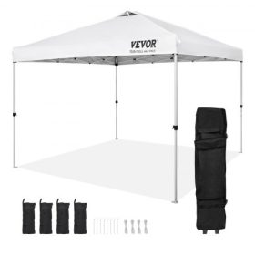   VEVOR Pop Up Canopy partisátor 304,8 x 304,8 cm hordozható táskával fehér kempinghez