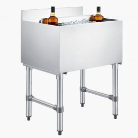   VEVOR kereskedelmi jégtároló, 61,6 literes max. űrtartalom, 610 x 482 x 850 mm rozsdamentes acél jégszekrény tolófedéllel és palacktartókkal, hűtőkocsi koktéltároló bárokba, éttermekbe, pubokba, NSF tanúsítvánnyal