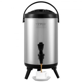   VEVOR rozsdamentes acél szigetelt italadagoló, 2 gallon 7,6 liter, termikus meleg és hideg italadagoló csapos fogantyúval, élelmiszeripari minőségű forró teához, kávéhoz, vízhez, éttermi italbolthoz