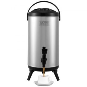   VEVOR rozsdamentes acélból készült szigetelt italadagoló, 2,4 gallon 9,2 liter, termikus meleg és hideg italadagoló csapos fogantyúval, élelmiszeripari minőségű forró teához, kávéhoz, vízhez, éttermi italbolthoz