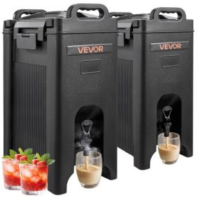   VEVOR szigetelt italadagoló, 5 gallon/19 literes meleg és hideg italadagoló csappal és fogantyúval, élelmiszeripari minőségű termikus italadagoló hűtő teához, kávéhoz, vízhez kávézókban és éttermekben, 2 darabos, fekete