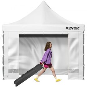   VEVOR 10 x 10 láb felugró baldachinos sátor, kültéri teraszos pavilonsátor eltávolítható oldalfalakkal és kerekes táskával, UV-álló, vízálló azonnali pavilon menedék bulihoz, kert, hátsó udvar, fehér