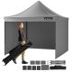 VEVOR Pop Up Canopy sátor kültéri pavilon sátor 304,8 x 304,8 cm oldalfalakkal sötétszürke