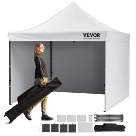   VEVOR Pop Up Canopy sátor kültéri pavilon sátor 304,8 x 304,8 cm oldalfalakkal és fehér táskával