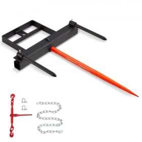   VEVOR 99 cm-es szénakanál, bálakanál, 725 kg-os teherbírás, kompakt rakodógép-traktor kanál tartozék, 2 db 43 cm-es stabilizátorral és 152 cm-es lánccal, gyorscsatlakozós villákkal