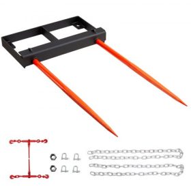   VEVOR 49"-os szénakanál, bálakanál, 3000 font teherbírás, csúszókormányzású rakodó traktor kanál tartozék 2 db 17,5"-os stabilizátorral és 60"-os lánccal, gyorscsatlakozós villák