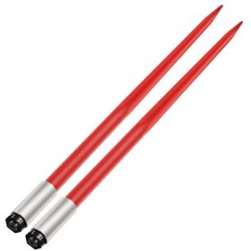   VEVOR páros szénalándzsa 49"-os bálalándzsa 3000 font kapacitással, bálatüske gyorscsatlakozással, négyszögletes szénabálalándzsák 1 3/4", piros bevonatú bálavilla, bálaszéna-tüske hatszögletű anyával és hüvellyel kanalakhoz, trak