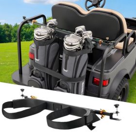   VEVOR golfkocsi táskatartó, 1370 x 195 x 60,5 mm, kompatibilis a legtöbb 2+2-es golfkocsi hátsó ülésével, 1,2 hüvelykes négyzet alakú csövekkel, állítható hátsó ülésű kocsi ütőtartó pánttal, fúrás nem szükséges