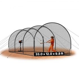   VEVOR baseball ütőketrec, 10058 x 3660 x 3000 mm szabadon álló, hordozható ütőketrec, ütőketrecek 4 rétegű, csomómentes poliészterből és dobógép nyílással, ütőketrec-háló beltéri és kültéri használatra