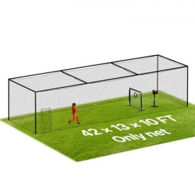   VEVOR baseball ütőketrec, 12700 x 3900 x 3080 mm, szabadon álló, hordozható ütőketrec, ütőketrecek 30 rétegű csomózott HDPE-vel és karabineres kampókkal, ütőketrec-háló beltéri és kültéri használatra (CSAK HÁLÓ)