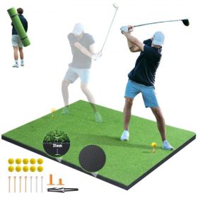   VEVOR golfütő szőnyeg, 5x4 lábas műfüves golfütő szőnyeg, vastagított golfütő segédeszközök 10 golflabdával, 9 golfütővel, golfgyakorló ütő szőnyeg hátsó udvari vezetéshez beltéri kültéri edzéshez