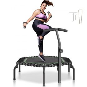   VEVOR Mini Trambulin, 54,5 hüvelykes Fitness Rebounder, Max. Terhelhetőség 450 font Edzőtrambulin, Stabil és Csendes Kis Trambulin 3 Szintű Magasságban Állítható Habszivacs Fogantyúval, Felnőtteknek Beltéri/Kerti Edzéshez