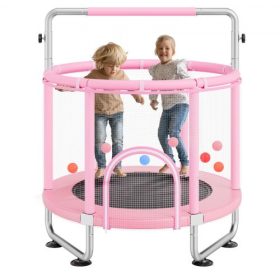   VEVOR 55"-os gyerek trambulin, 4,6 lábas beltéri és kültéri trambulin, mini kisgyermek szabadidős trambulin biztonsági hálóval és kosárpalánkkal, születésnapi ajándékok, karácsonyi játékok 3+ éves gyermekeknek, rózsaszín