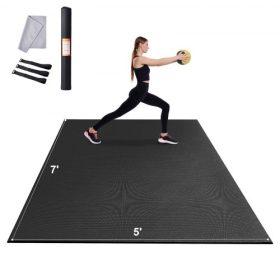   VEVOR edzőszőnyeg, csúszásmentes, nagy sűrűségű prémium jógaszőnyeg, edzőjógaszőnyeg férfiaknak és nőknek, fitnesz- és edzőszőnyeg táskával és hordpánttal, mindenféle otthoni jógához, pilateshez és padlóedzéshez (7x5 láb)