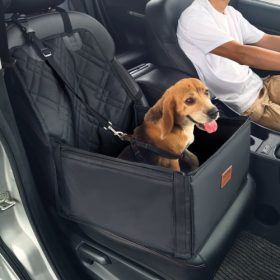   VEVOR kutyaülés, kutyaülés-magasító autóba tartókerettel, kisállat-autósülés biztonsági pórázzal, pamut töltet, kutyaágy kis kutyáknak, akár 26 font súlyig, fekete